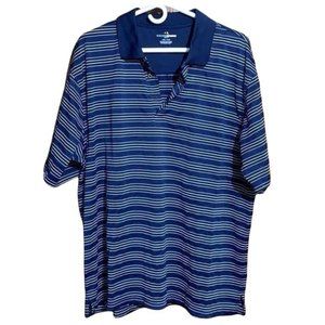 Grand Slam Golf Mens Striped Collared Pullover Polo Shirt Navy White XXL EUC
